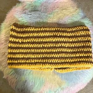 Striped Yellow and Brown Crochet Bag